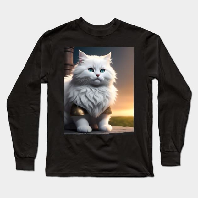 Cat in Armor - Modern Digital Art Long Sleeve T-Shirt by Ai-michiart